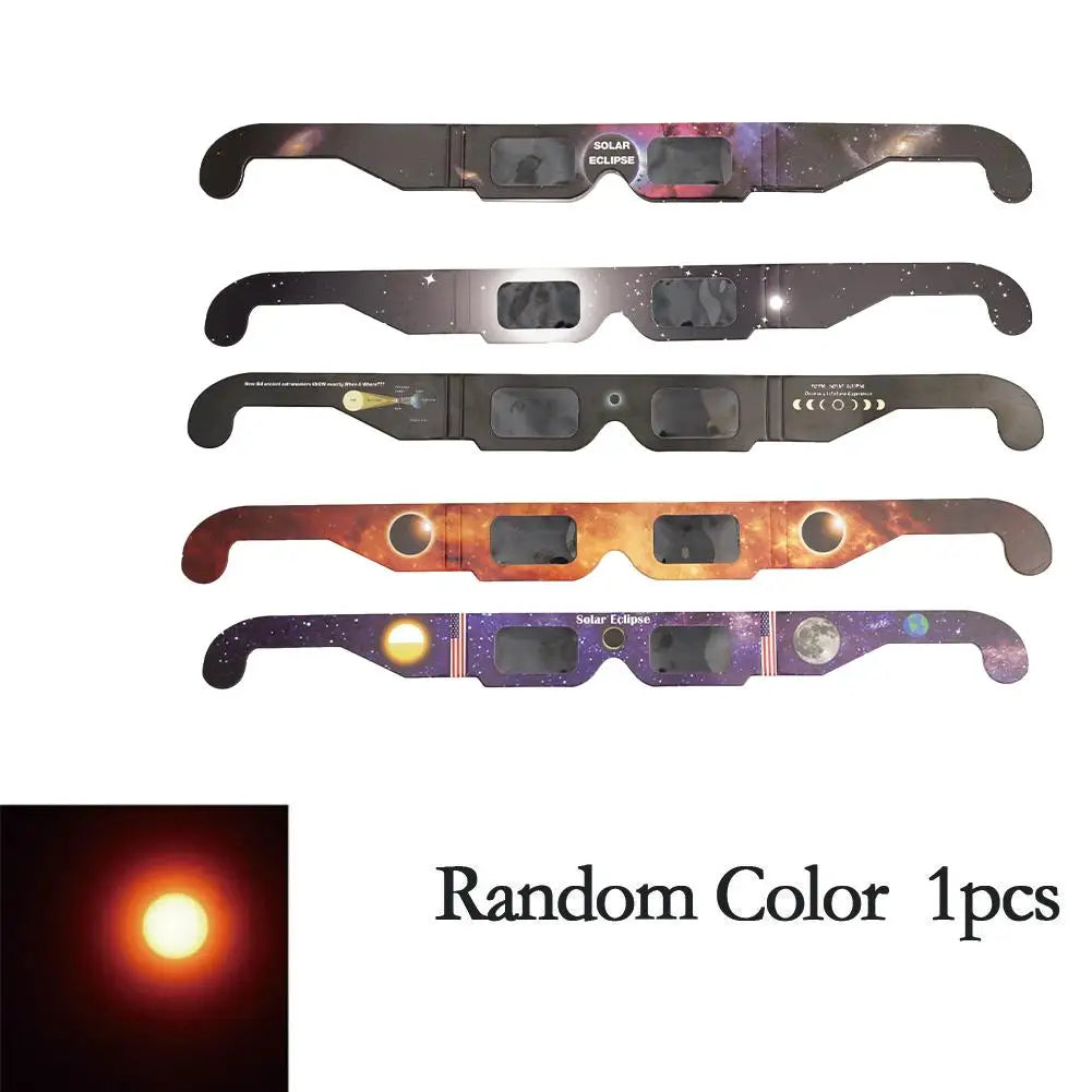 1pc Paper Solar Eclipse Glasses Anti-uv Viewing Glasses Safe Shades Random Color Protect Eyes Crisp Image Goggles ISO Certified