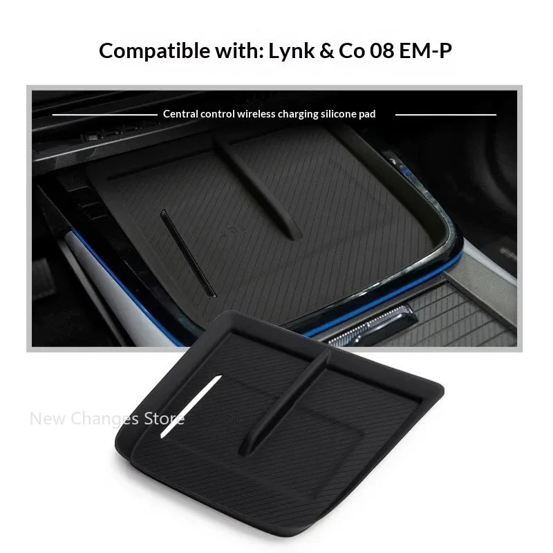 For LYNK&CO 08 2023-2025 Car Wireless Charging Silicone Pad Armrest Box Compartment Storage Box Interior Accessories