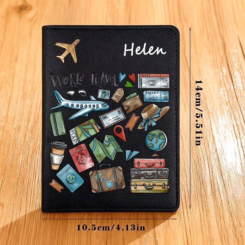 Custom Name Travel Passport Holder - Lightweight Synthetic Faux Leather, Unlined Interior, Suitable for ID Cards And Passports