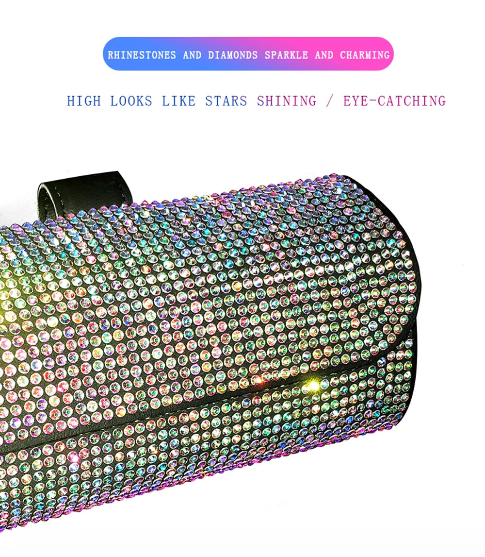 Diamond Car Glasses Case Sunglasses Storage Box Glasses Holder Sun Visor Glasses Case Bling Car Assessoires Interior for Women
