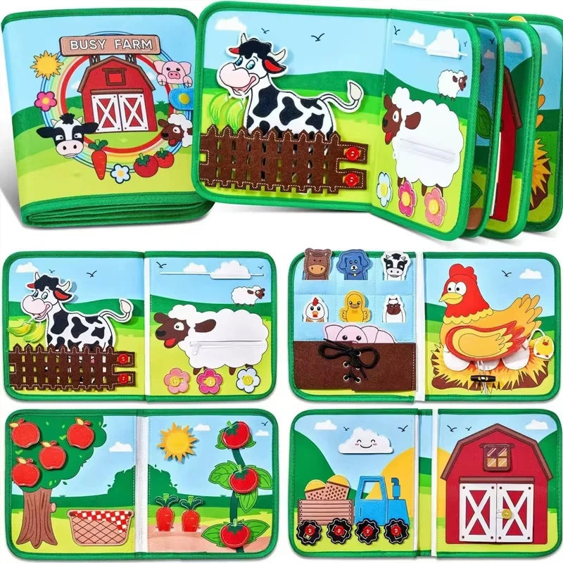 Busy Board Montessori Toys For Toddlers Farm Animal Story Busy Book Sensory Toy Preschool Learning Fine Motor Travel Activities