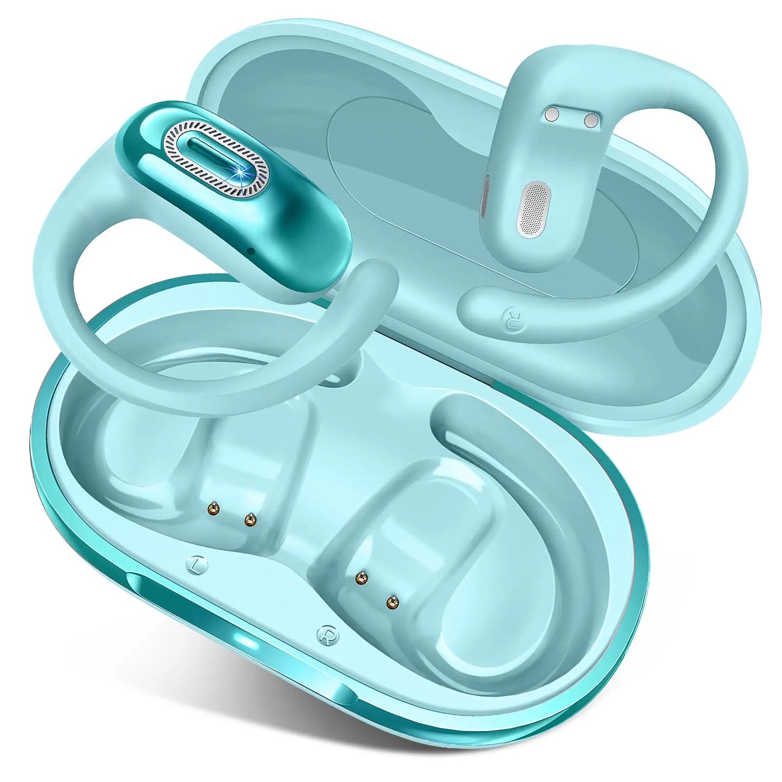 Open Ear Wireless Earbuds Bluetooth 5.4 Headphones 50H Battery Life IPX7 Waterproof Touch Control Running Sport Earphones.