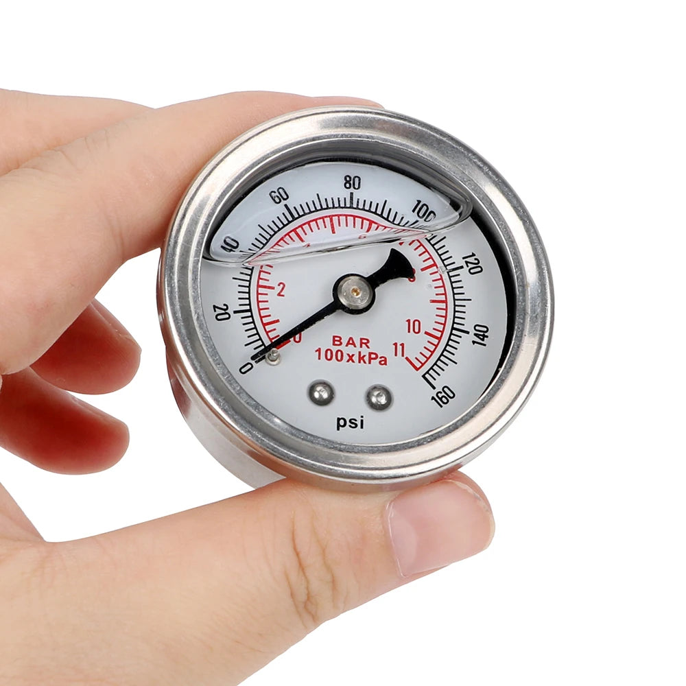 Oil Press Gauge for Auto Liquid Liquid 0-160 psi 1/8 NPT Tester Monitoring System Fuel Pressure Gauge Meter Universal