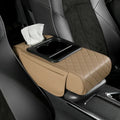 Car Armrest Storage Box, Car Center Console Organizer, Armrest Heightening Cushion with Cup Holder Armrest Storage Organizer Box