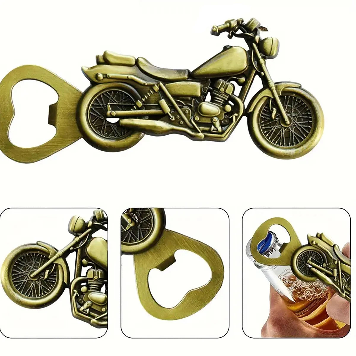 A Vintage Bronze-Colored Motorcycle Bottle Opener - Valentine's Day Party Gift for Beer Enthusiasts and Men's Birthday, Valentine's Day Gift