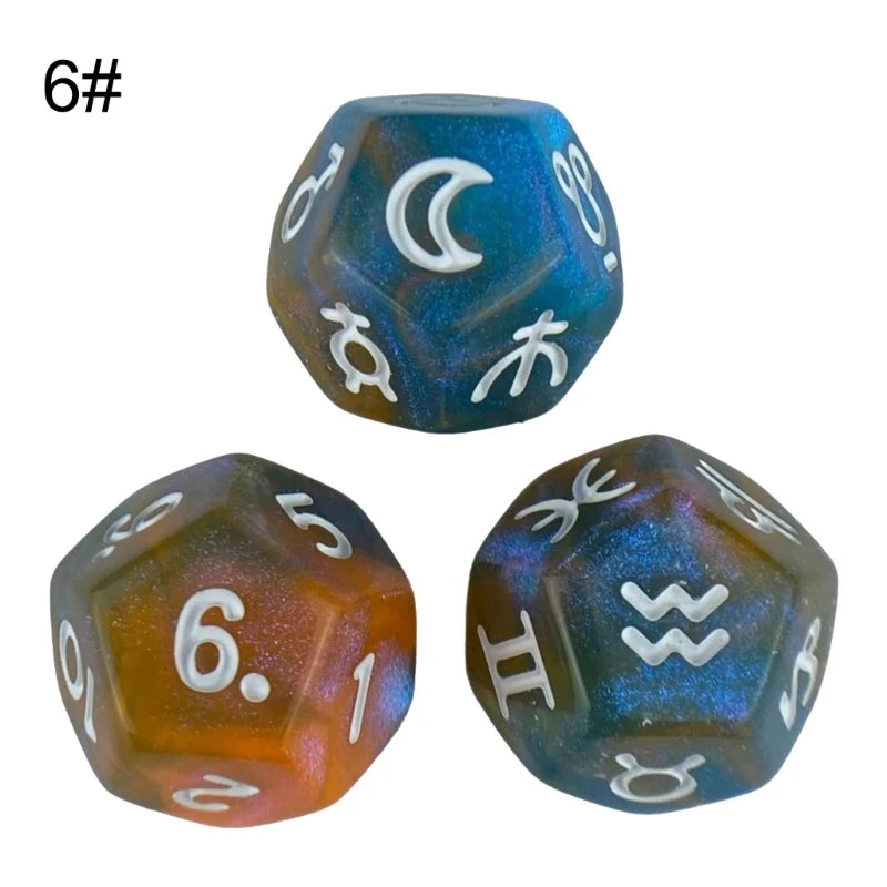3Pcs Astrologys Dices 12-Sided Dices Divinations Tool Tarots Constellations Dices 54DE