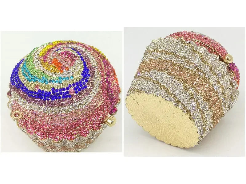 Boutique De FGG (in stock) Women Cupcake Clutch Evening Bag Crystal Wedding Purse and Handbag Bridal Party Minaudiere Bag