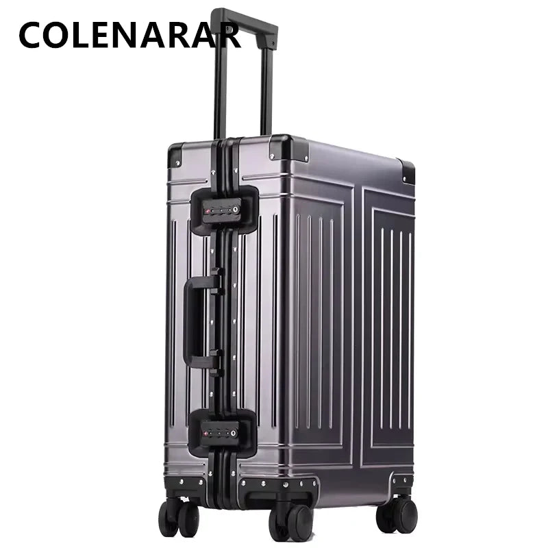 COLENARA 20"24"26"29 Inch Rolling Luggage Large Capacity Trolley Case Men's Suitcase Full Aluminum Magnesium Alloy Boarding Box
