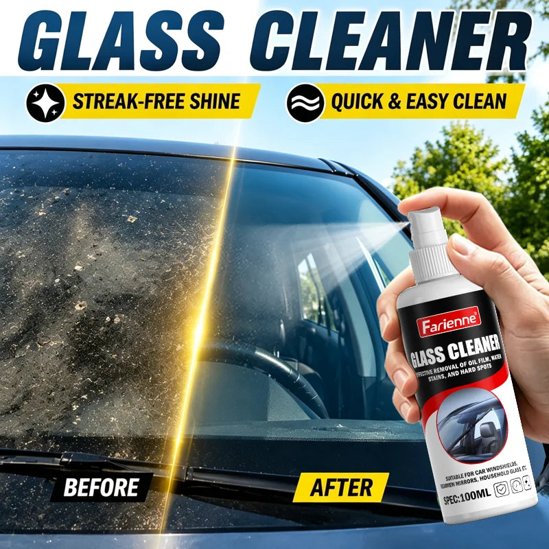 KJM Car Glass Cleaner Spray 100ml Windshield Oil Film Water Spot Remover Streak Free Auto Window Cleaning Liquid