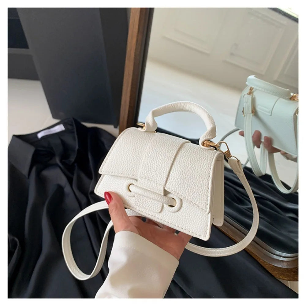 High Quality PU PU Leather Bag Solid Color Shoulder Crossbody Bag Buckle Square Bag