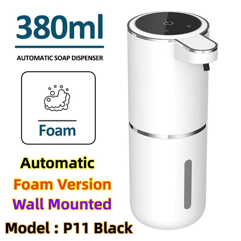 380ML Automatic Foam Soap P11 Dispenser Bathroom Smart Washing Hand Machine With USB Charging White ABS Material