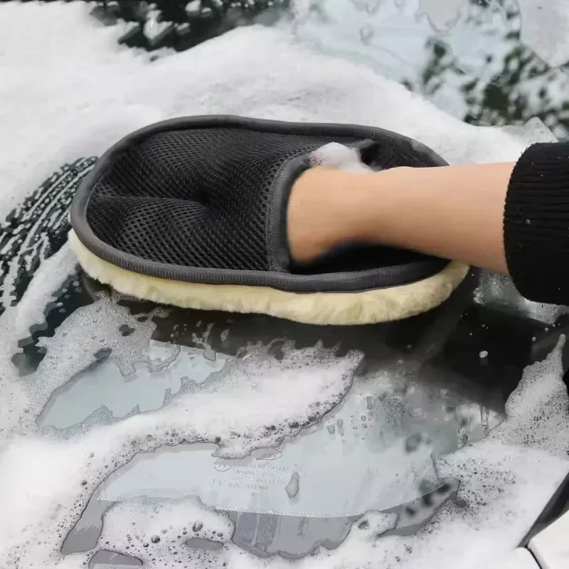 Soft Wool Car Washing Microfiber Cleaning Gloves Thickened Plush Motorcycle Washer Care High Density Universal Polishing Tools