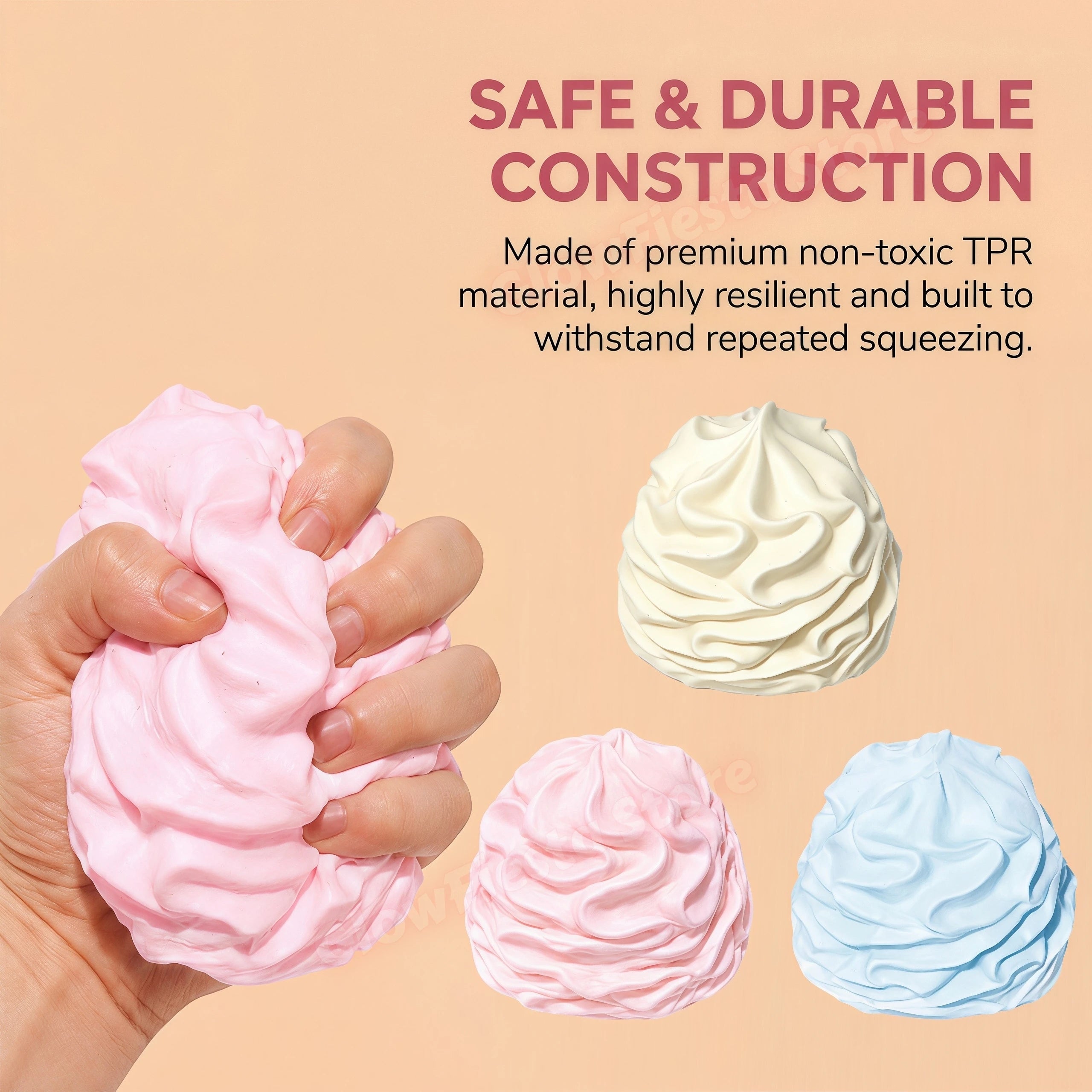 Crunchy Whipping Cream Stress Ball Squishy Toys Moldable Non-Bounce Squeeze Ball ASMR Sensory Anti Stress Fidget Toys for Adults