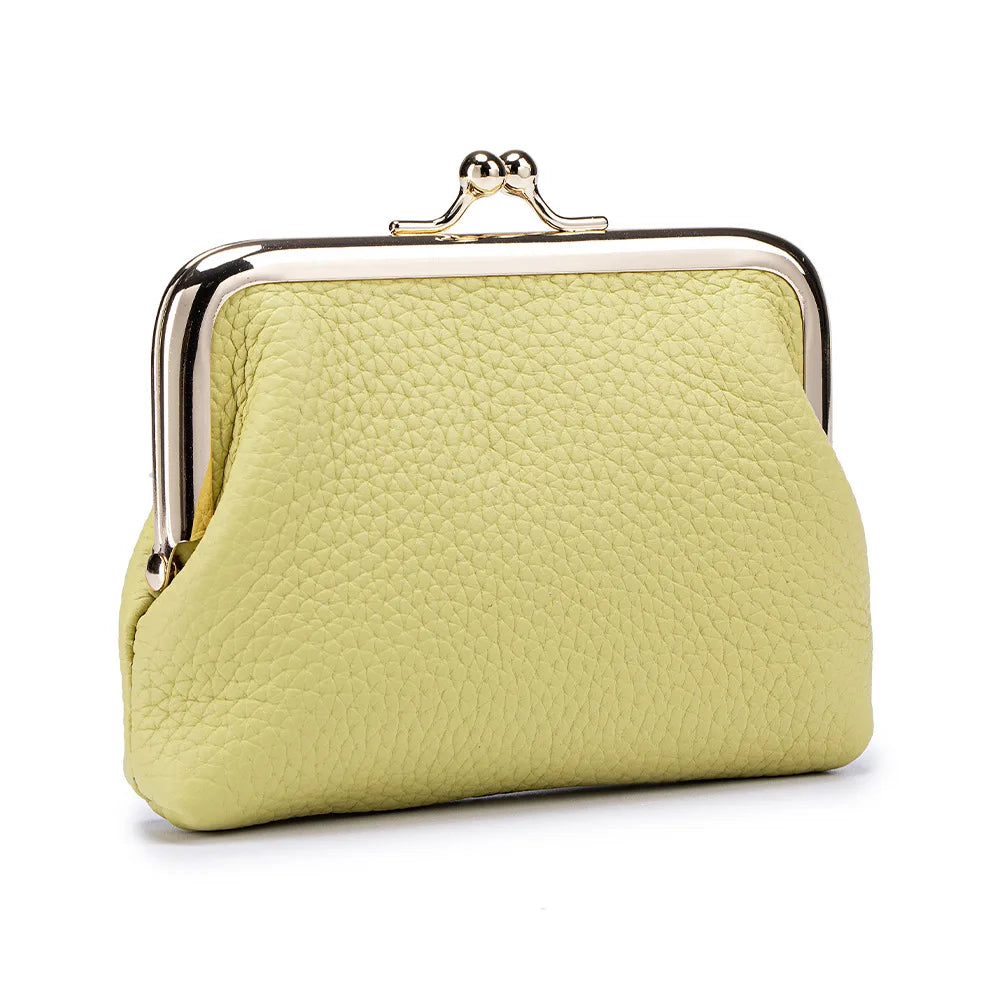 Women's Kiss Lock Crossbody Bag Genuine Leather Mini Handbags Kiss Clasp Crossbody Shoulder Bags Coin Purse Messenger Handbag