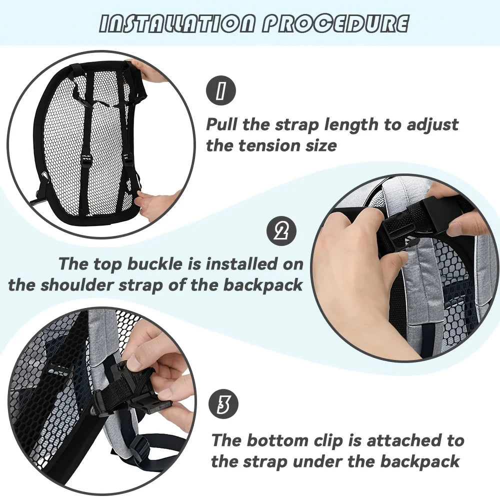 Ergonomic Ventilation Frame, Lightweight Spinal Support, Quick-Fit Airflow Back Panel for Hiking & Commuting Backpacks
