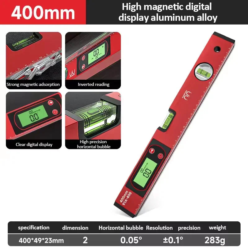 30/40/50cm Electronic Digital Display Level Ruler Magnetic Angle Meter Aluminum Alloy Level Protractor Inclinometer 90 Degree