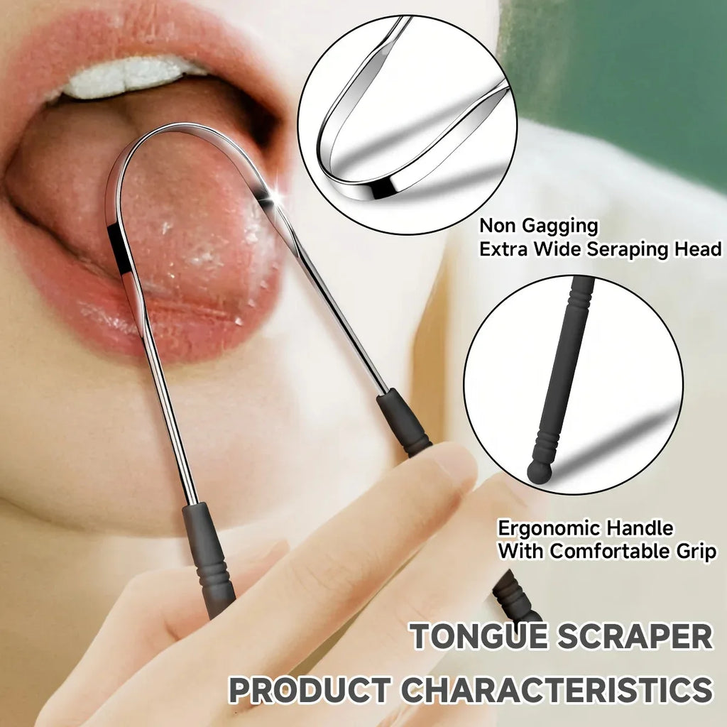 1/4pcs Tounge Scrapers Limpiador De Lengua Stainless Steel Fresh Breath Cleaning Coated Tongue Toothbrush Oral Hygiene