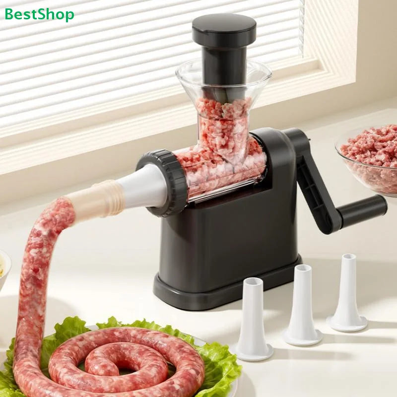 ★★★Manual Meat Grinder & Sausage Stuffer - Multifunctional Hand Crank Mincer for Homemade Sausages & Meatballs