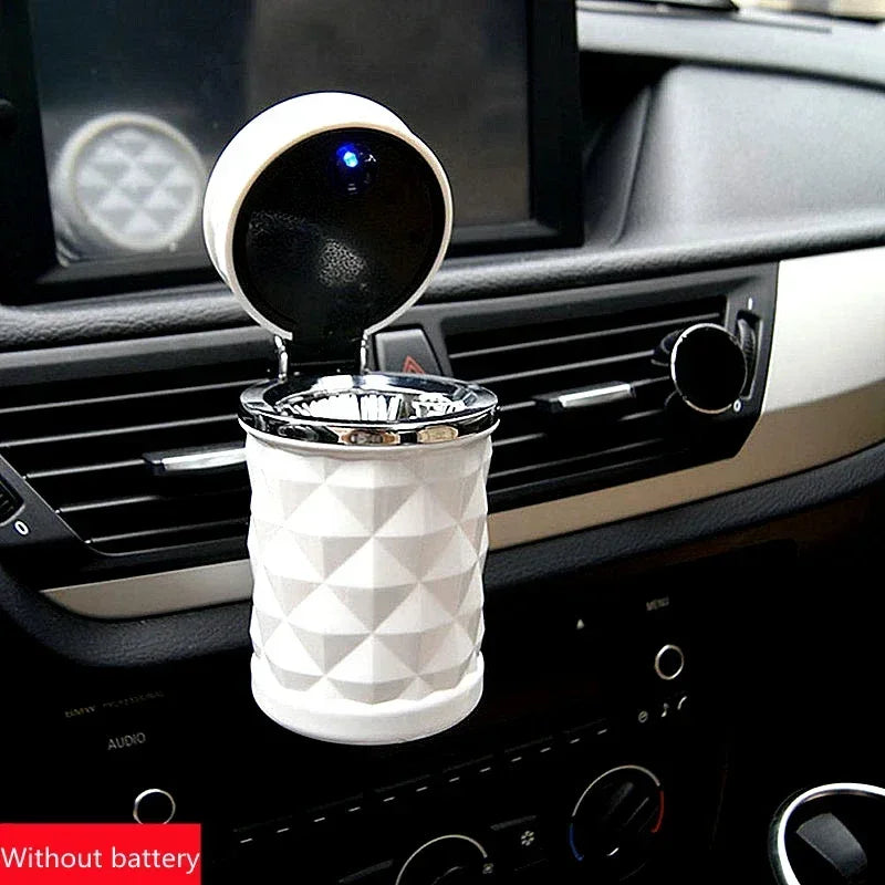 LED Light Alloy Ashtray Aluminum Cup Smokeless Car Ashtray Flame Retardant Auto Parts Car Portable Universal Ashtray Belt