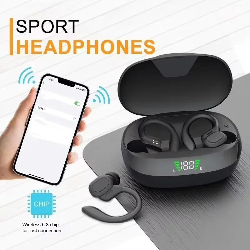 Lenovo Original EarHook Sports Earphones Wireless Bluetooth Headphones Sports in-Ear Digital Display Noise Reduction Headset