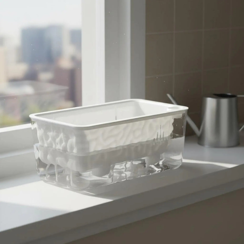 Automatic-Watering Planter Long-Lasting PET Material Transparent Plant Pot Rectangular Flower Pot Frosted Textured Design
