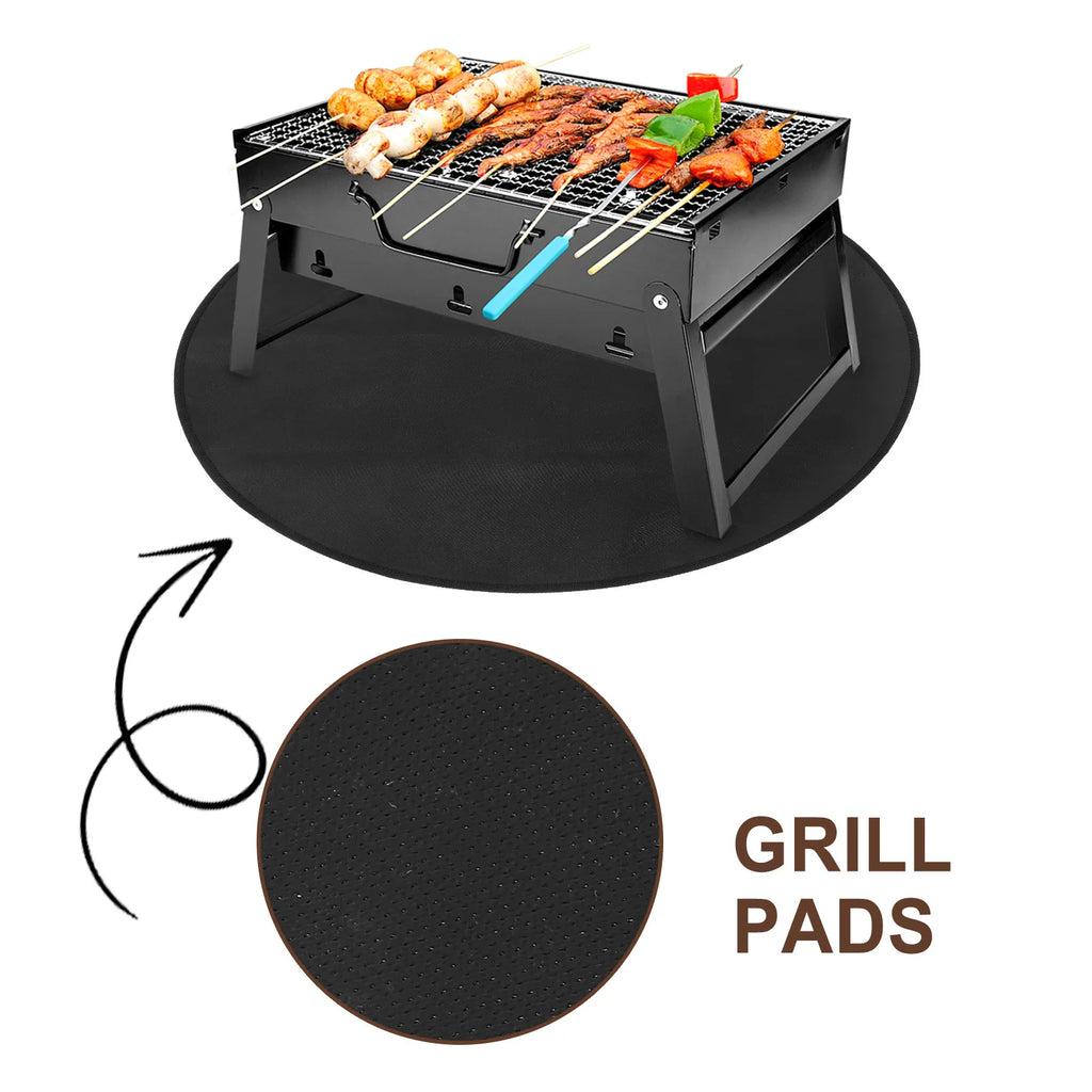 Round 30 Inch Under Grill Mat Fireplace Fire Mat Barbecue Camping Fire Blanket BBQ Grill Mat Outdoor Camping Picnic Accessories