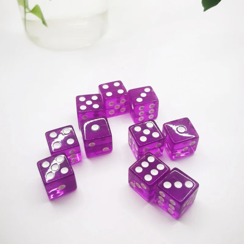 10Pcs Liquid Colored Square Dice 6 Sided D6 Dice Set 6 Faces 16mm Casino Game Dice With Square Edges Dice For Pub Board Game