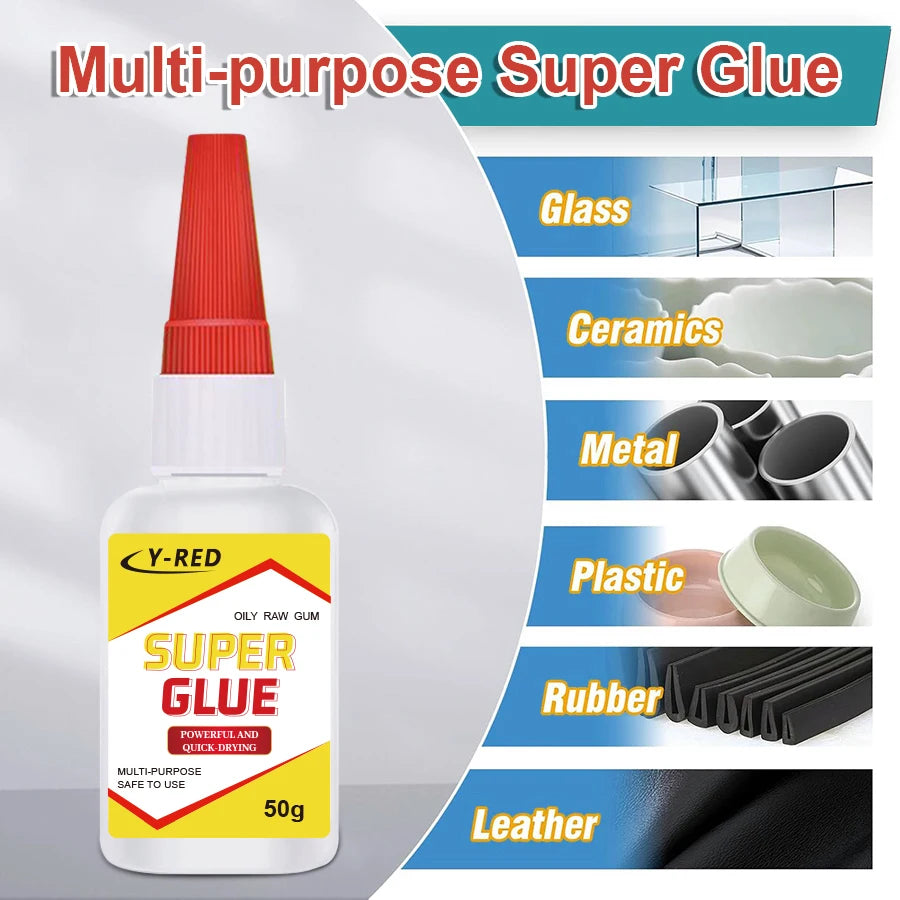 35g/50g Strong Bond Super Glue, Fast Drying Cyanoacrylate Adhesive for Leather, Rubber, Wood, Metal, Plastic, Home & Toy Repair
