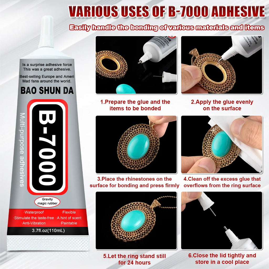 15ML 50ML 110ML B-7000 Clear Contact Phone Repair Adhesive Universal Glass Plastic Glass Metal Ceramic DIY Glue,B7000 Transparent Glue,B-7000 Multi-Purpose Adhesive,With Precision Applicator
