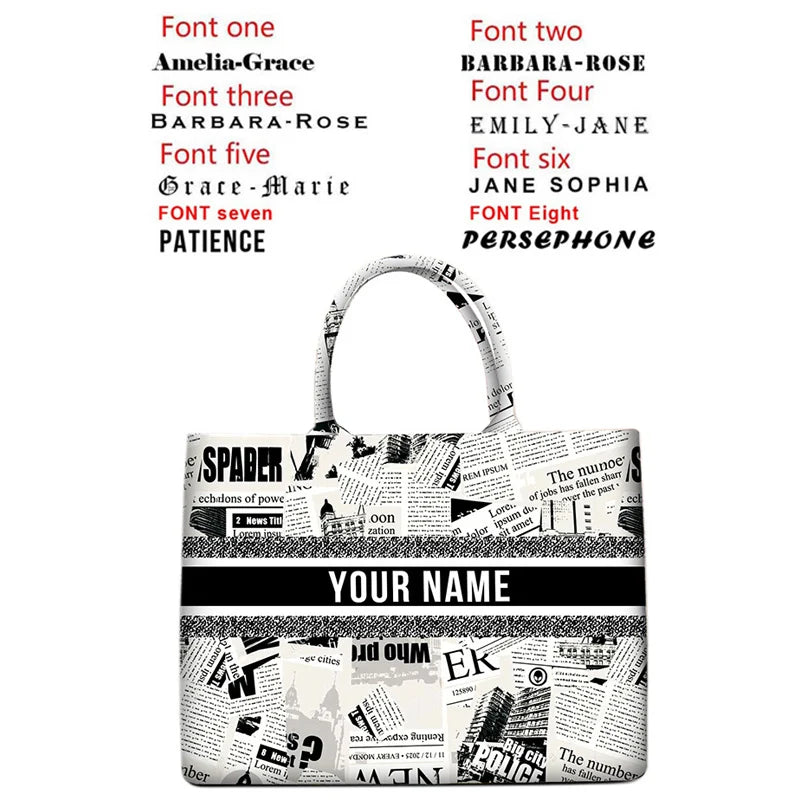 2026 New Personalized Custom Women's Tote Bag, Canvas Printed Handbag, Large Capacity Beach Bag