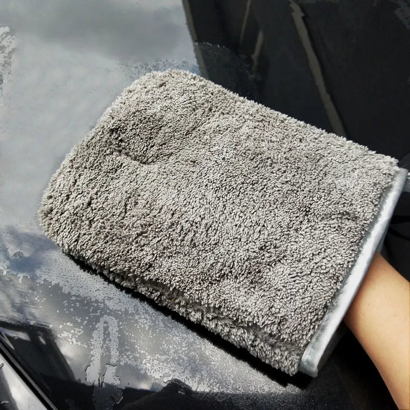 SEAMETAL Car Wash Microfiber Gloves Double Sided Ultra Absorbent Wash Towel Car Sponge Scratch Free Mitt for Car Accessories
