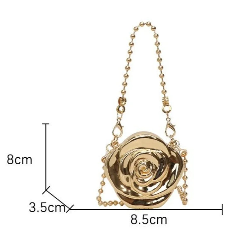 2026 new trendy camellia metal box bag handheld evening purse mini coin lipstick crossbody bag