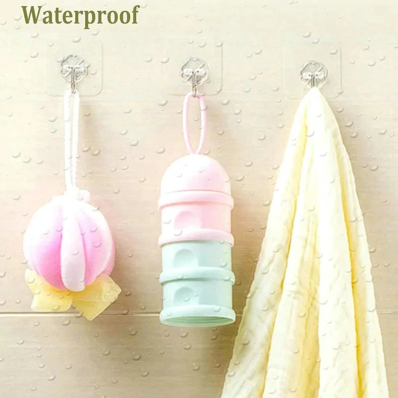 5/10/15/20/25/30Pcs Clear Adhesive Hooks – Holds 33 lbs, Waterproof No-Drill Hooks for Home, Bath & Kitchen