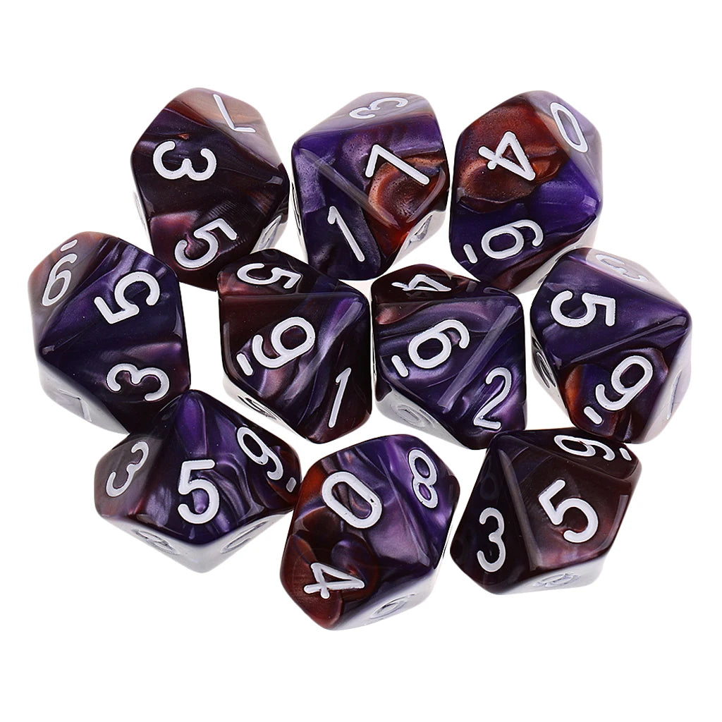 MagiDeal 10pcs 10 Sided Dice D10 Polyhedral Dice for Table Games for Pub Club Games Supplies Dungeons and Dragons Table Games
