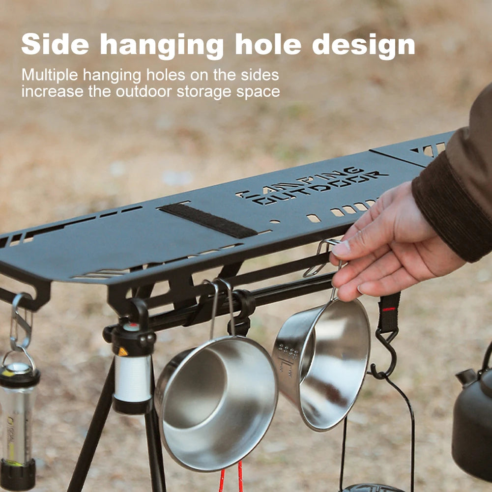 Folding Camping Hanging Rack Shelf Top Plate Aluminum Alloy Triangle Storage Hanger Picnic Cookware Pot Pan Hanging Rack S/L
