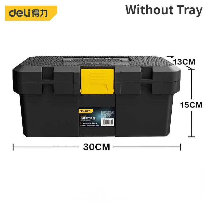 Deli 1Pcs Double Layer Household Tool Box Organizer Case Multifunctional Hardware Tool Storage Box Plastic Electrician Toolbox