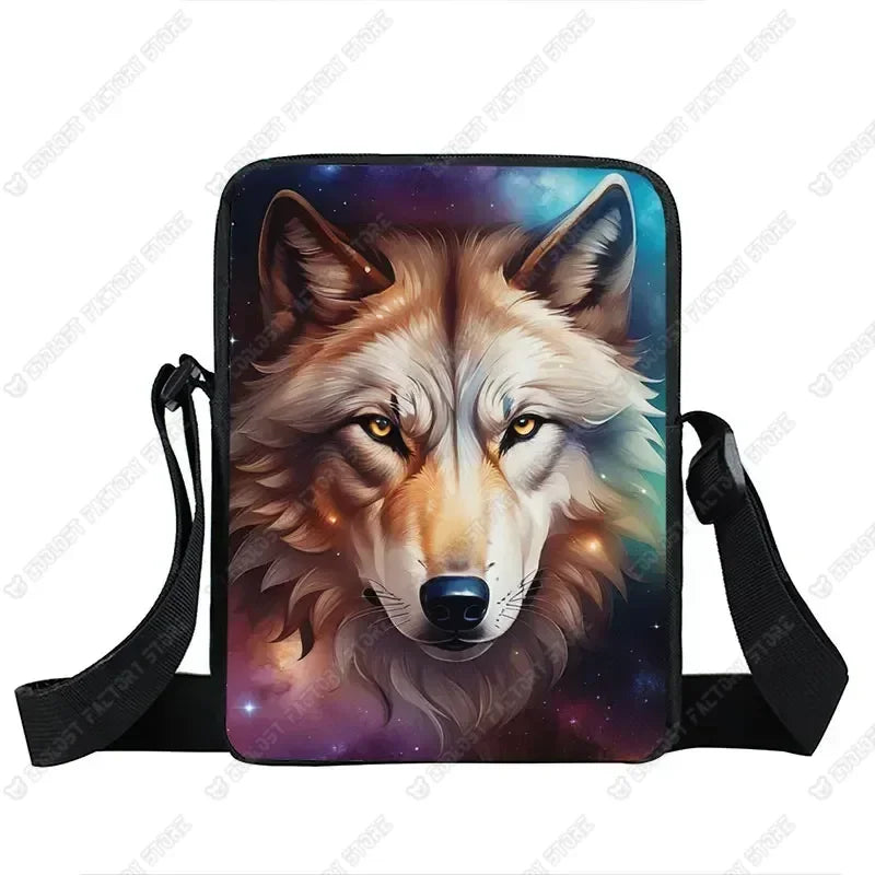 Howling Wolf Pattern Crossbody Bags Wolf Under The Moonlight Women Handbag Shoulder Bags Messenger Bag Key Phone Holder Book Bag