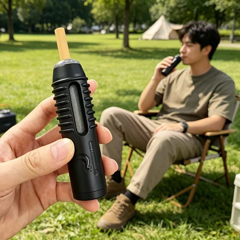 Portable handheld ashtray / car ashtray; hands-free cigarette holder for cars—no need to flick ash.