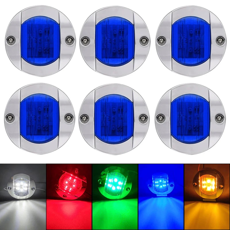 6PCS Boat Marine Lights Navigation Waterproof Marker Lamp For Truck RV Yacht Transom Anchor Stern DC 12V 6LED Stern Light