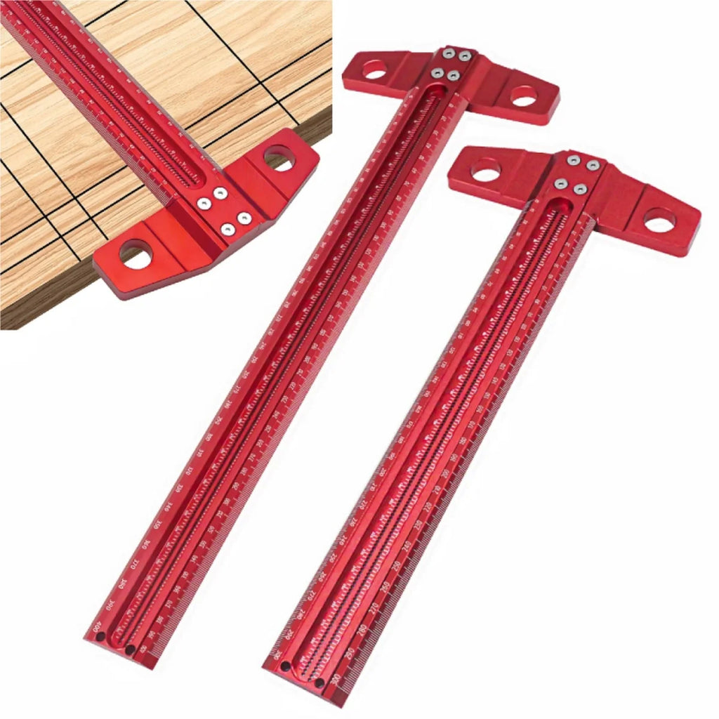 60-500MM Precision Marking T-Ruler Aluminum Alloy Woodworking Scribe Marking Gauge Deluxe Crossed-out Hole Scribing Ruler