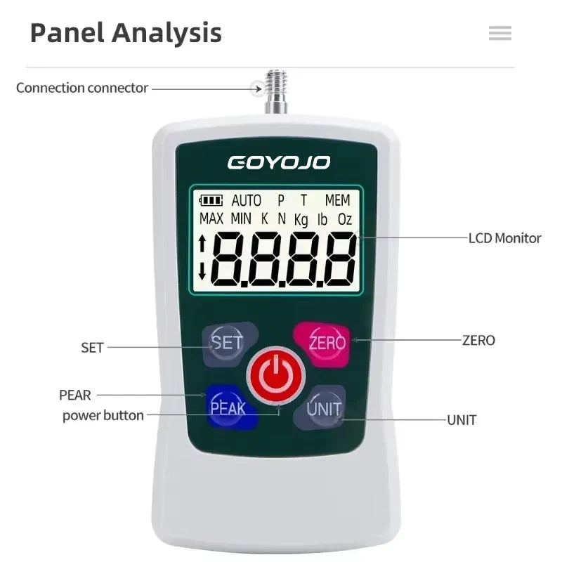 Digital Force Gauge High-Precision Push-Pull Meter for Tension & Compression Testing (N, kg, lb, oz) With Backlight 5N/300N/500N