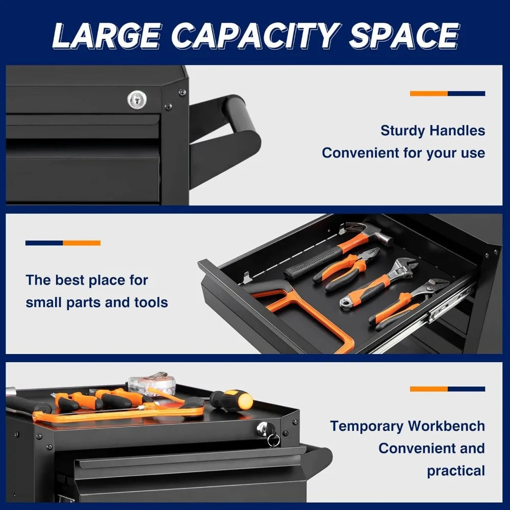 5-Drawer Metal Tool Storage Cabinet with Wheel,Rolling Tool Chest with Drawer and Locking Keys,Heavy Duty Tool Storage Organizer