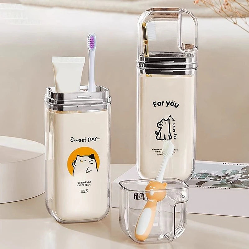 Cartoon Cute Toothbrush Cup Travel Toothbrush Holder Simple Portable Mouthwash Cup For Business Trip Home Camping