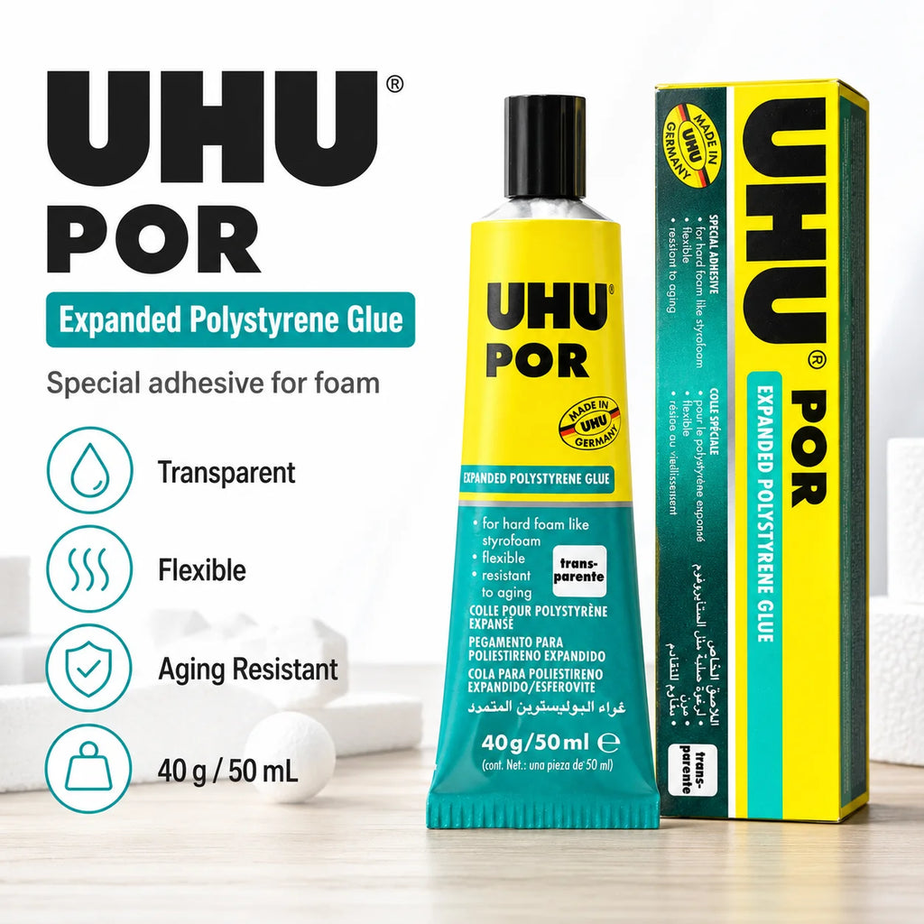50ML Original UHU POR Glue Adhesive Quick-Setting Special Adhesive for Polystyrene Model-Making Glue Waterproof Transparent