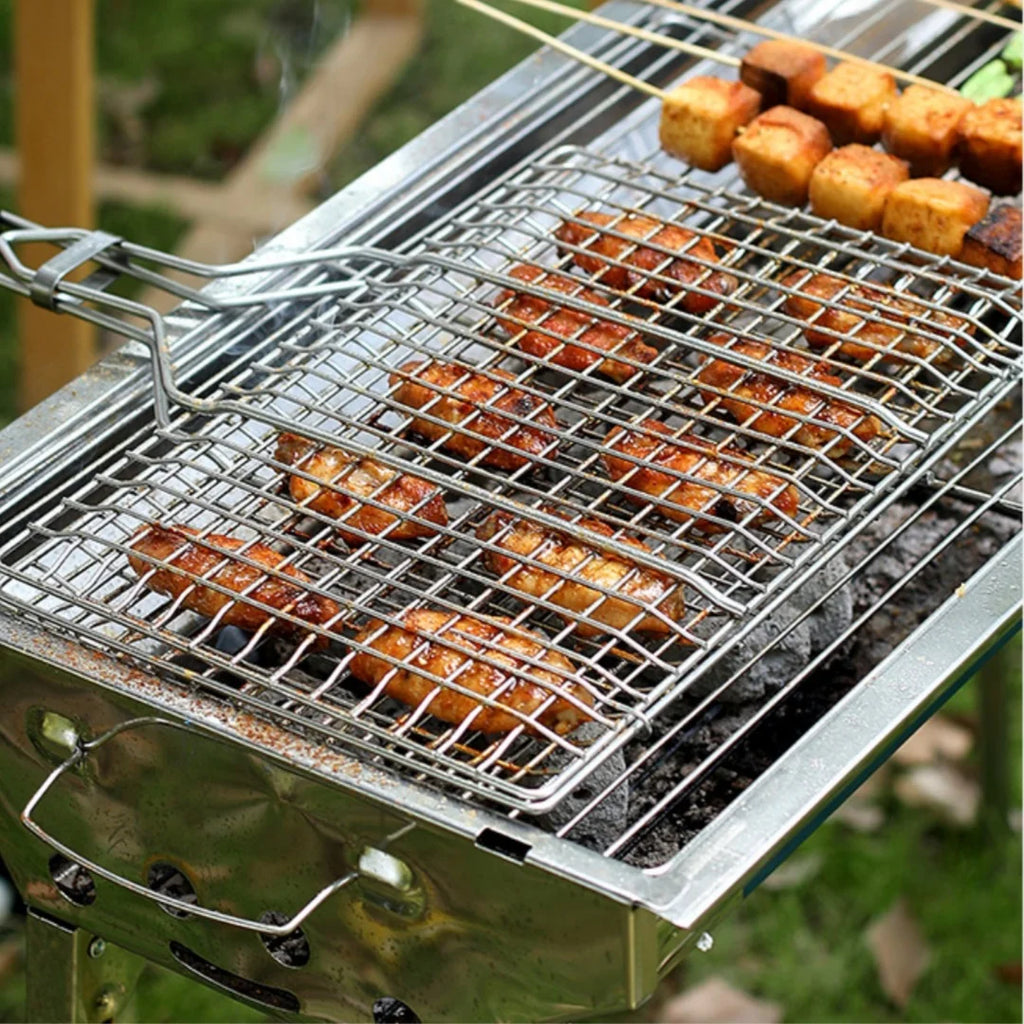 Grill Basket bbq net BBQ Basket Large Folding Grill Basket with Removable Handle.Grill Baskets for Outdoor Grill