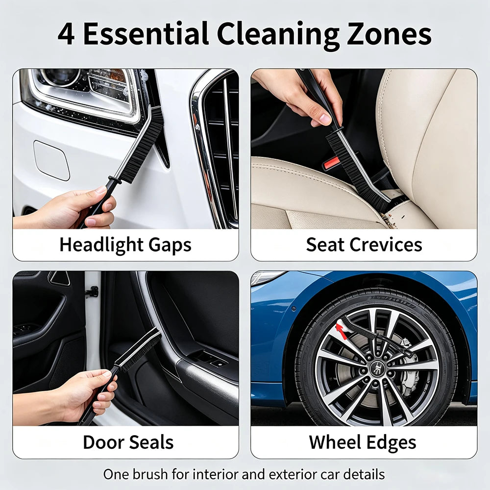 AUTBORIGHT Curved Car Gap Cleaning Brush Ultra Thin Scratch-Free Nylon Bristles for Auto Interior Air Vent Door Track Detailing