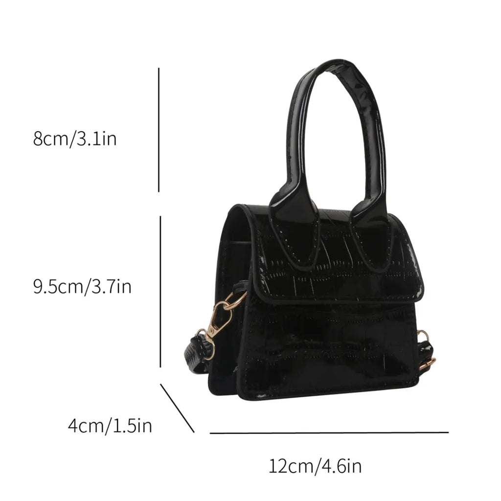 Fashionable Candy Color Stone Texture Shiny Mini Square Flip Crossbody Shoulder Bag Portable Lipstick Storage Pouch For Women Da