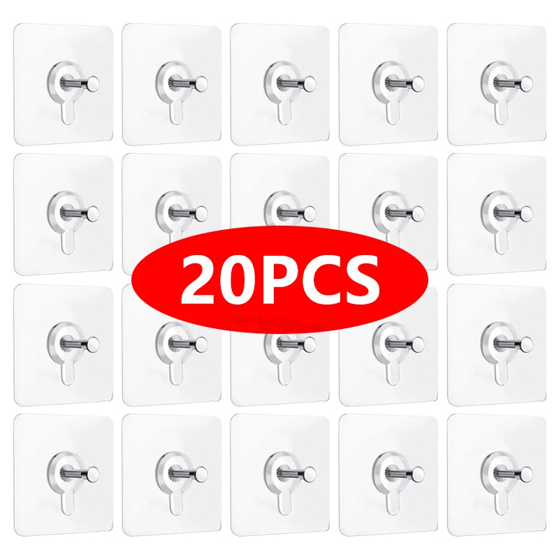 iLMH Transparent Self Adhesive Hook, Waterproof No Drill Picture Hanger, Strong Load Bearing Wall Sticker, for Bathroom Office