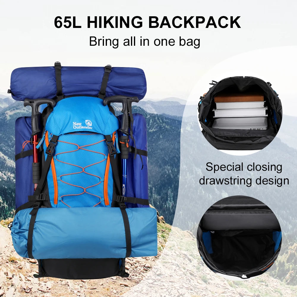 WESTTUNE Waterproof Climbing Backpack 65L Outdoor Sports Bag Big Capacity Travel Backpack Camping Hiking Backpack Trekking Bag