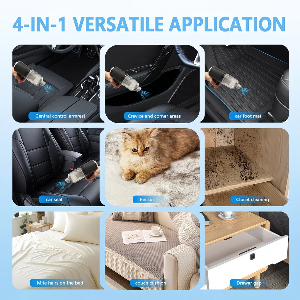 Portable Wireless Car Vacuum Cleaner Wireless Vacuum Cleaner Dual Use for Home and Car 120W High Power Powerful Vacuum Cleaner